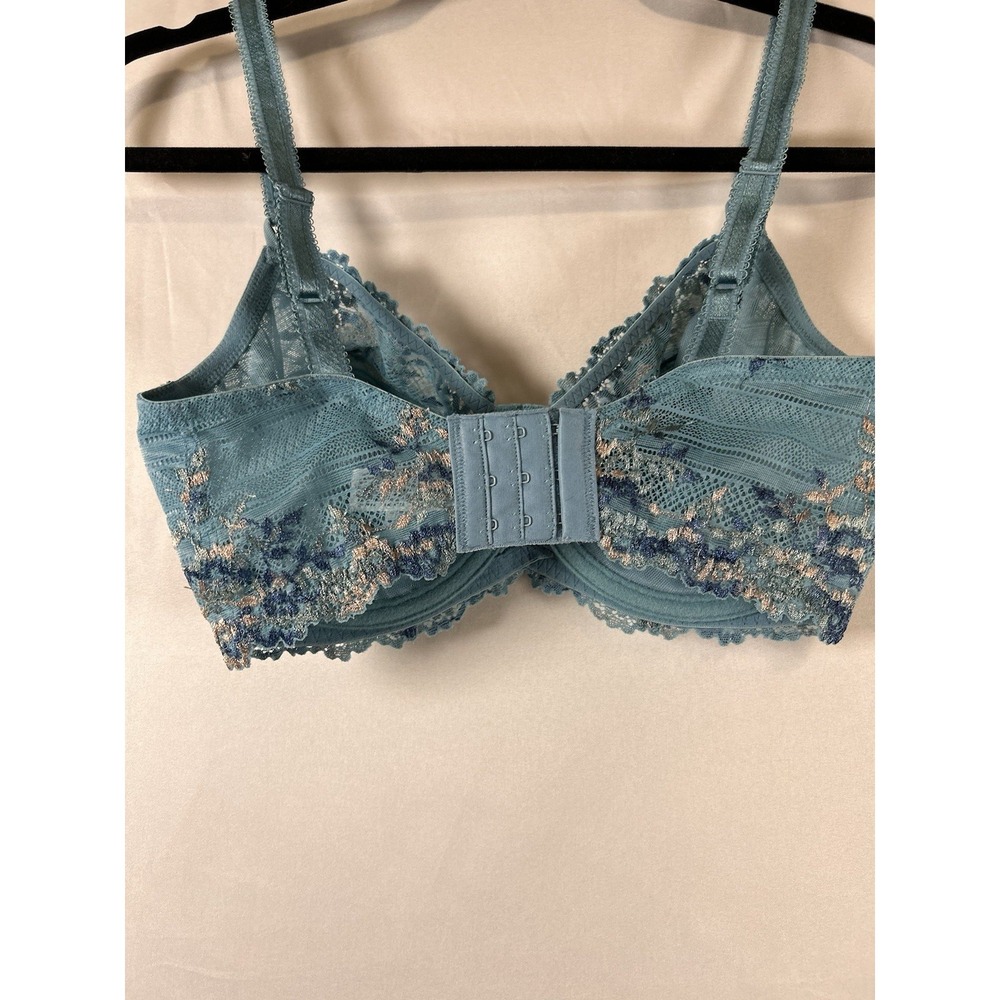 Wacoal Embrace Lace 32DDD Embroidered Underwire Bra Teal Floral 65191 - Picture 5 of 11